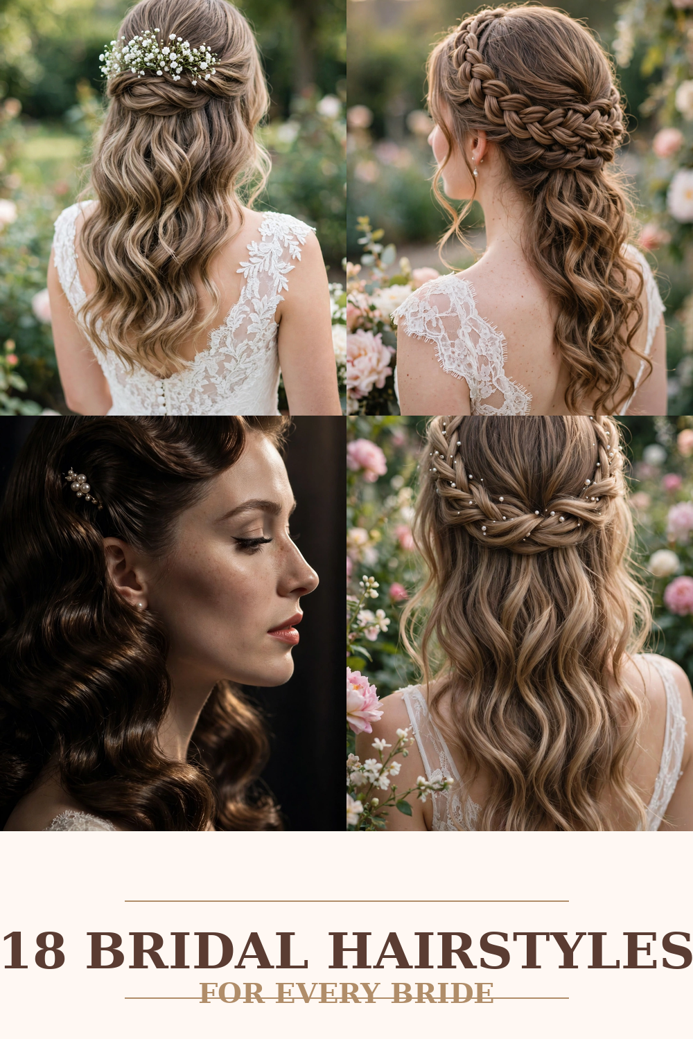 Gorgeous half up half down wedding hairstyles — 2026 bridal inspiration collage