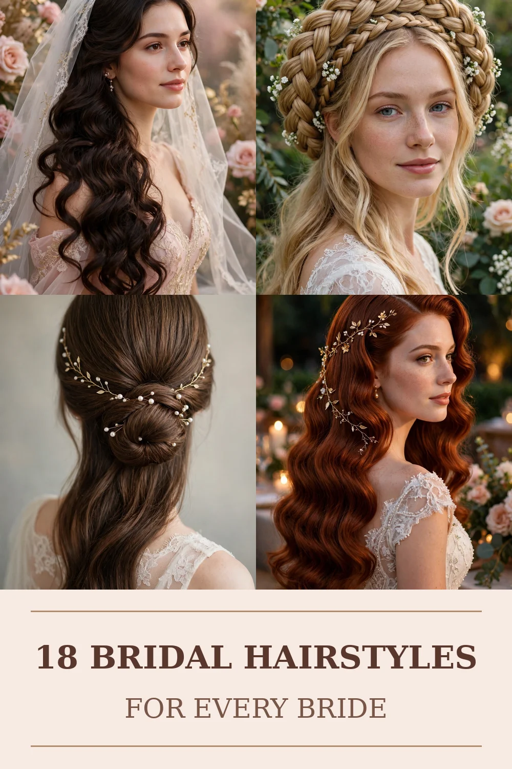 Gorgeous wedding hairstyles for long hair — 2026 bridal inspiration collage