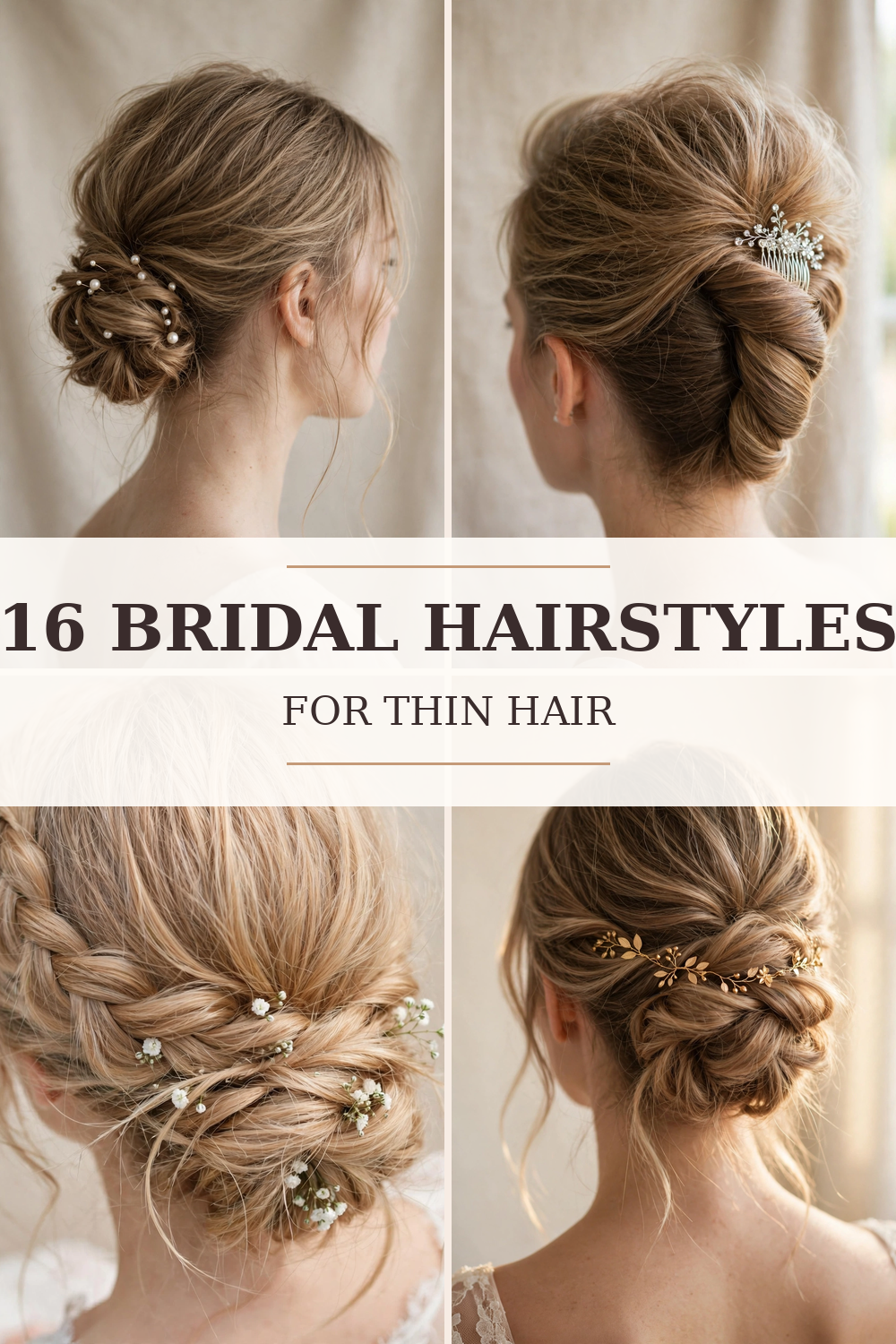 Chic bridal updos for thin hair — 2026 bridal inspiration collage