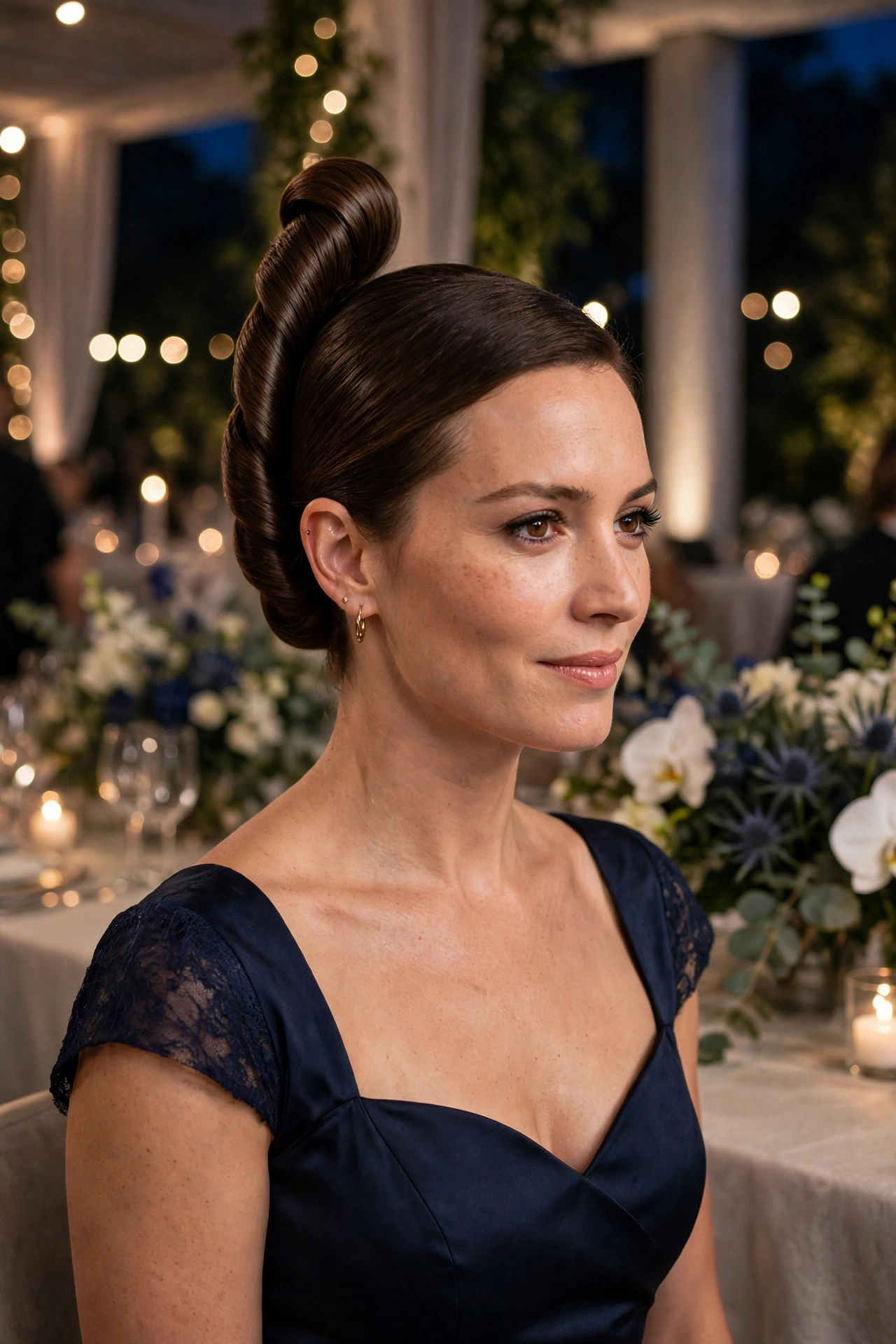 Modern French twist on a wedding guest with long hair