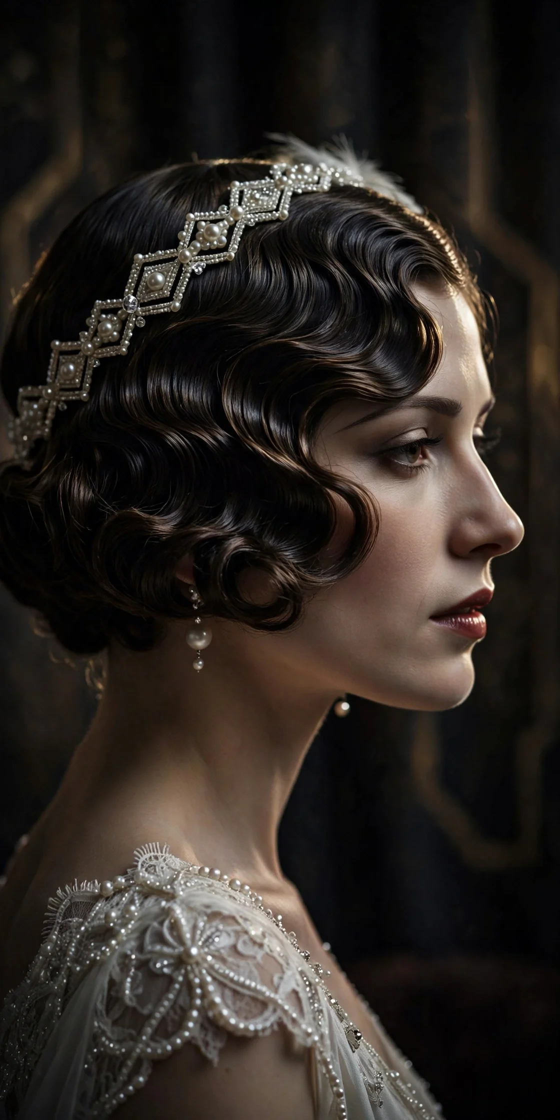 1920s vintage finger wave bob wedding hairstyle