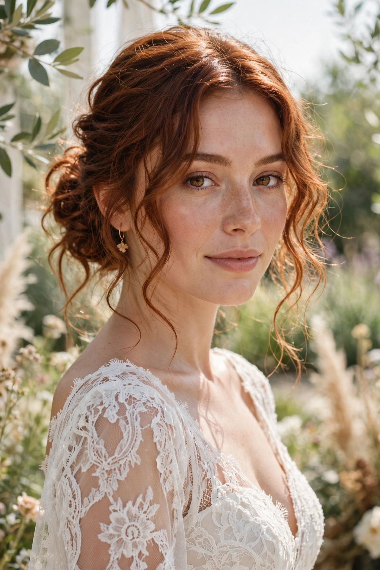 Messy low bun with face-framing curls