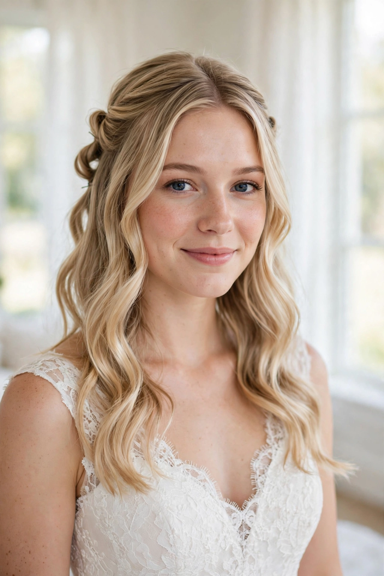Twisted half-up hairstyle