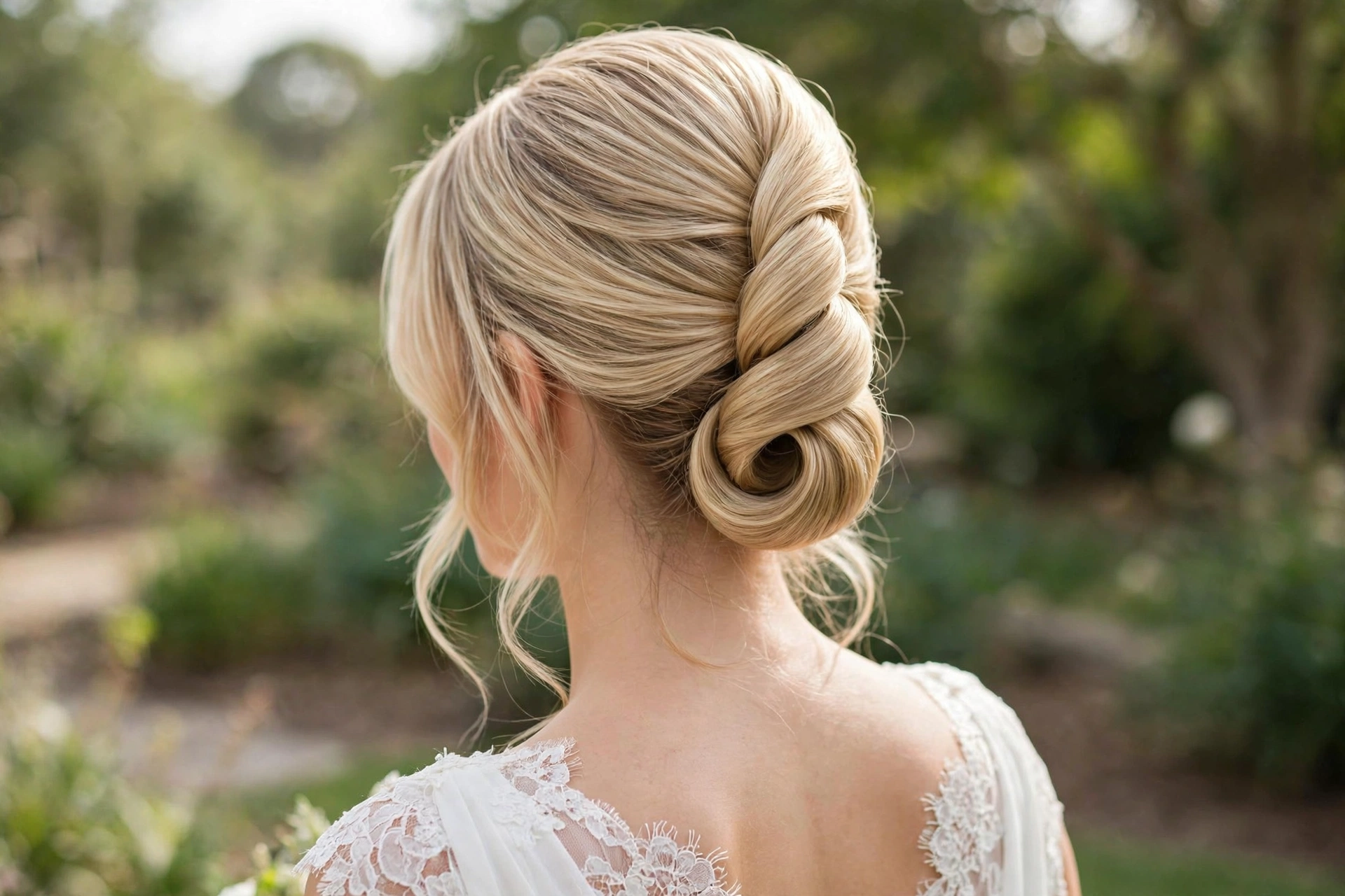 Modern French twist on shoulder-length hair