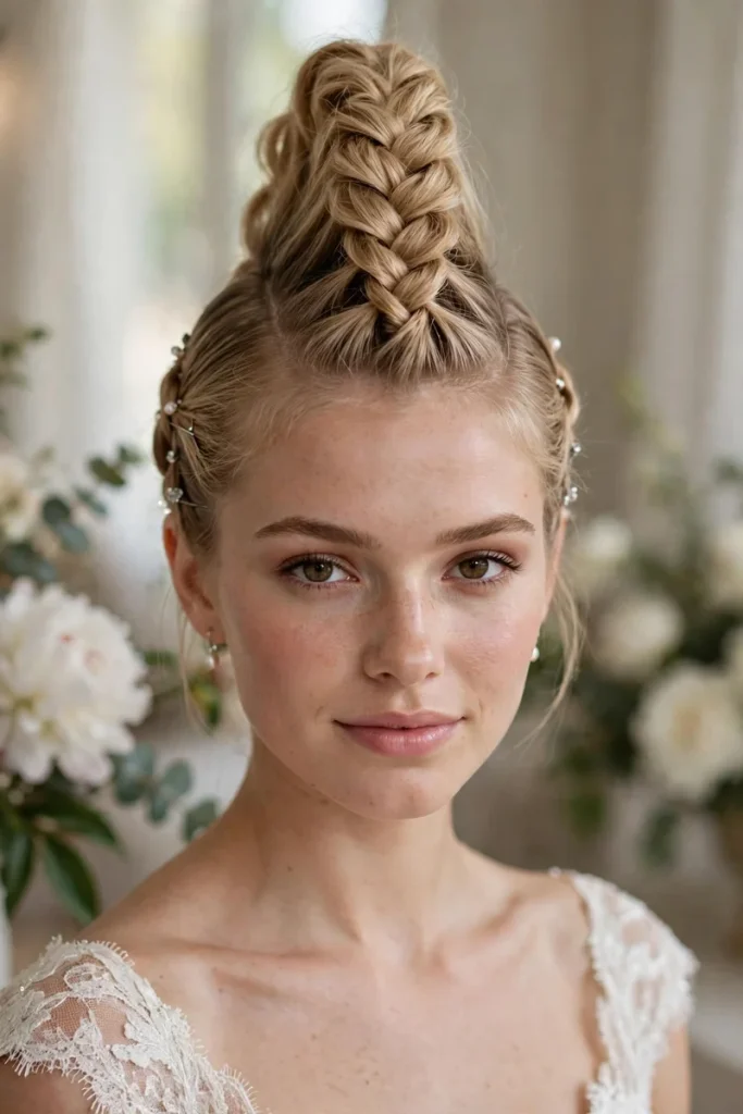 Braided fauxhawk updo