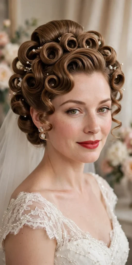 Sculpted pin curls updo